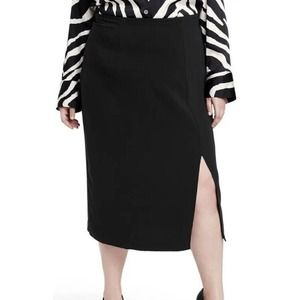 Sergio Hudson x Target High Waist Slit Pencil Skirt Black Women's Plus Size 3X